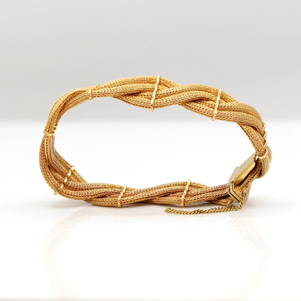 18K Yellow Gold Woven Mesh Bracelet SIZE 7