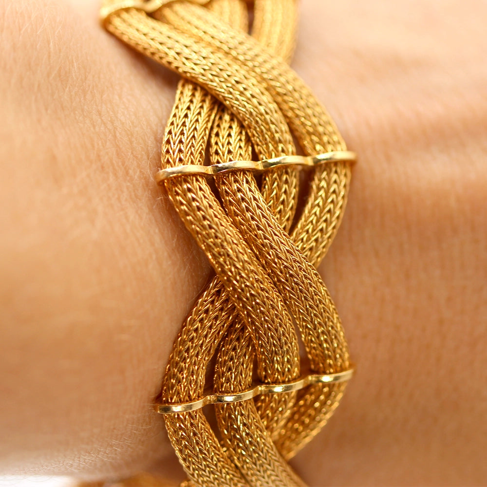 18K Yellow Gold Woven Mesh Bracelet SIZE 7