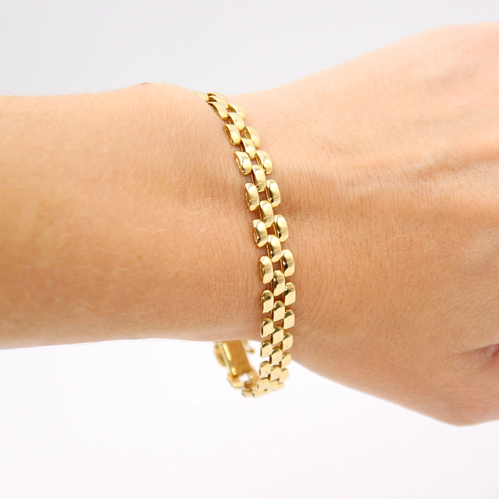 Retro 18K Yellow Gold Italian Panther Bracelet SIZE 7.5