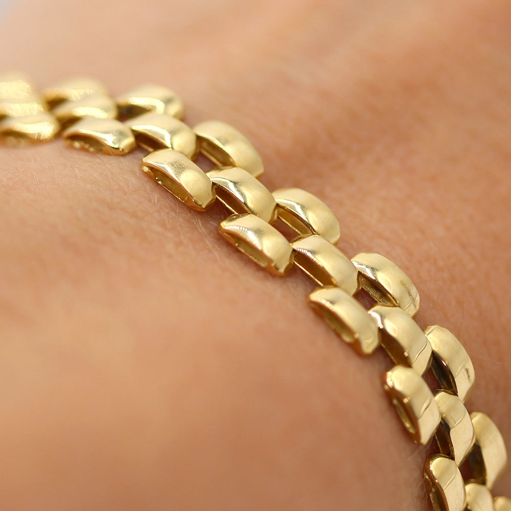 Retro 18K Yellow Gold Italian Panther Bracelet SIZE 7.5