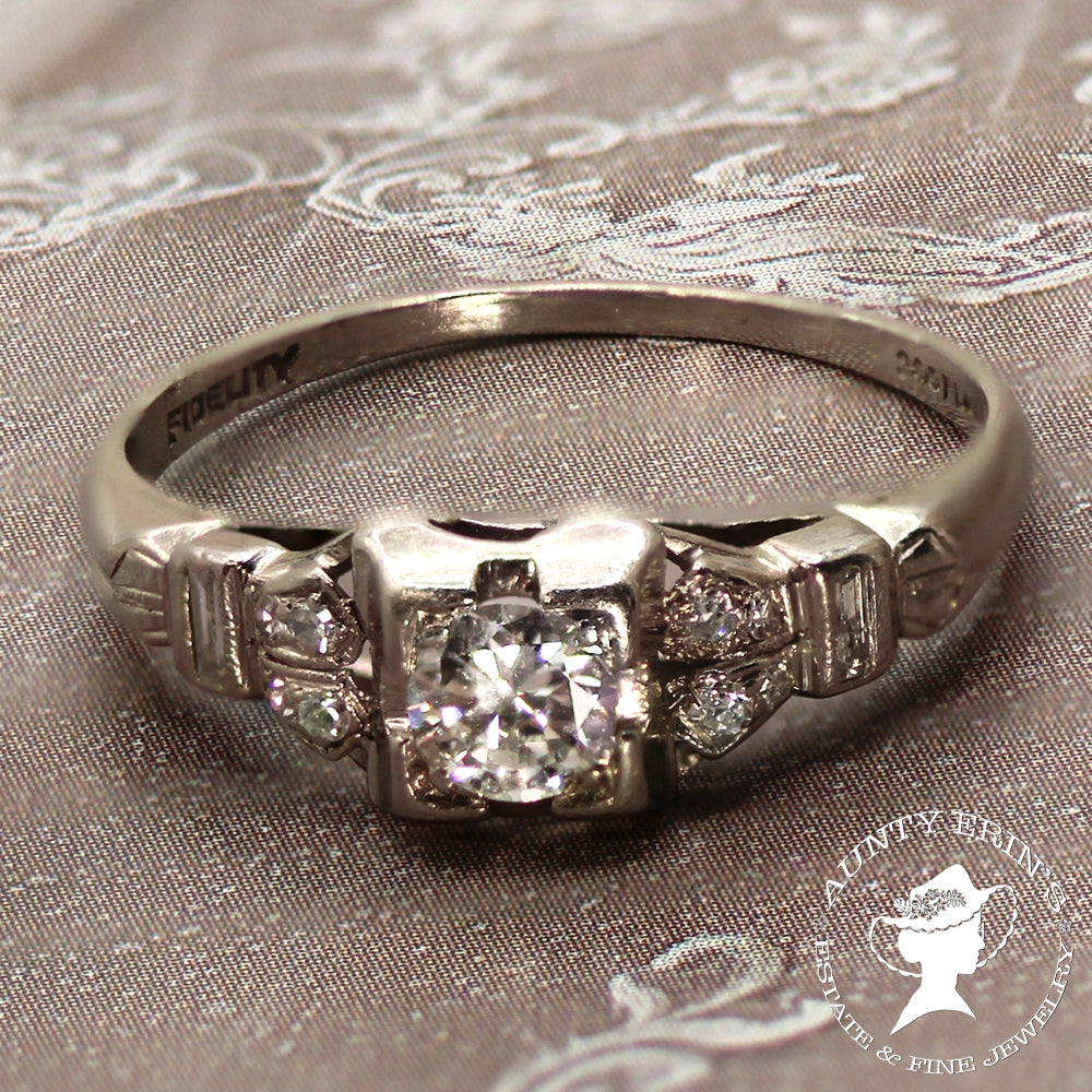 Vintage Art Deco Platinum and Diamond Ring SIZE 6.5