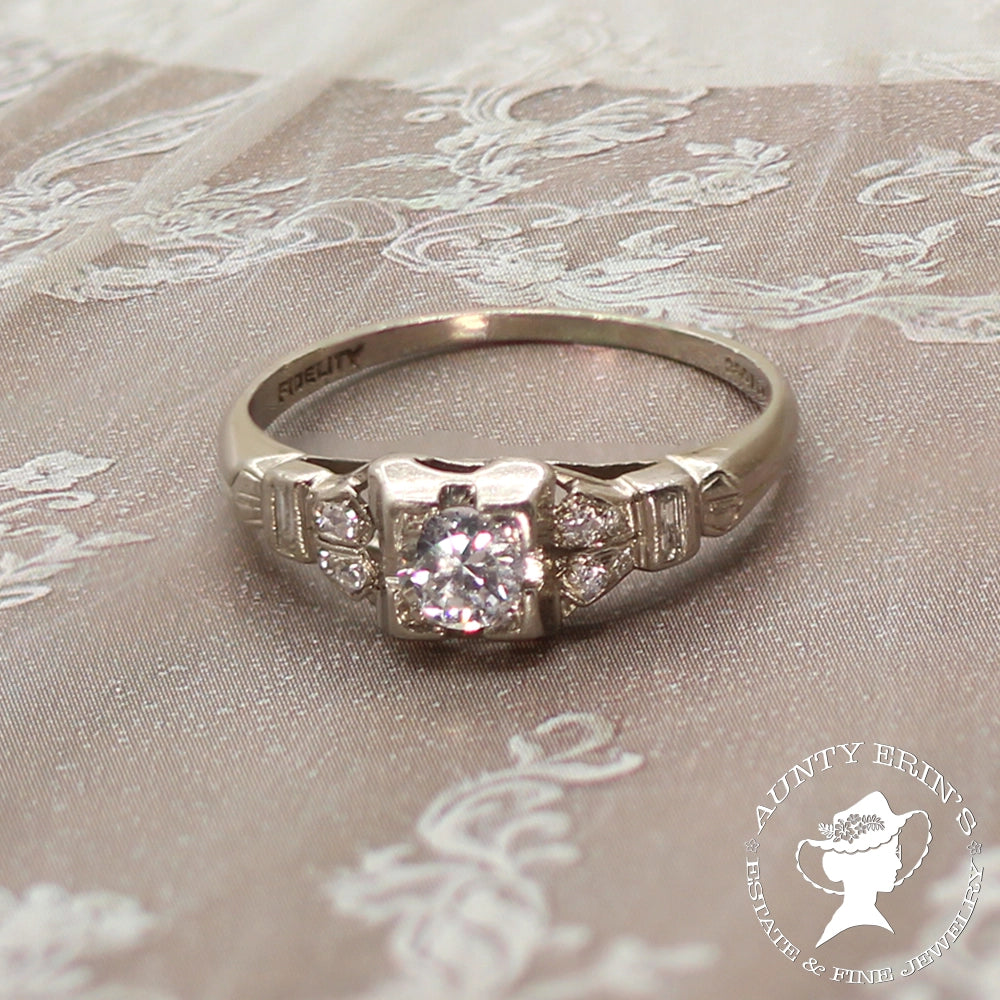 Vintage Art Deco Platinum and Diamond Ring SIZE 6.5