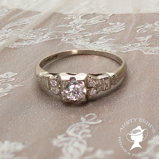 Vintage Art Deco Platinum and Diamond Ring SIZE 6.5