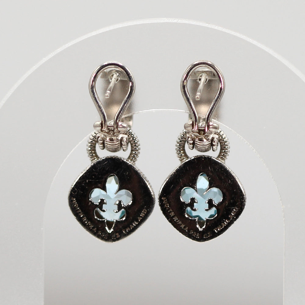 Judith Ripka Sterling Silver and Blue CZ Convertible Earrings