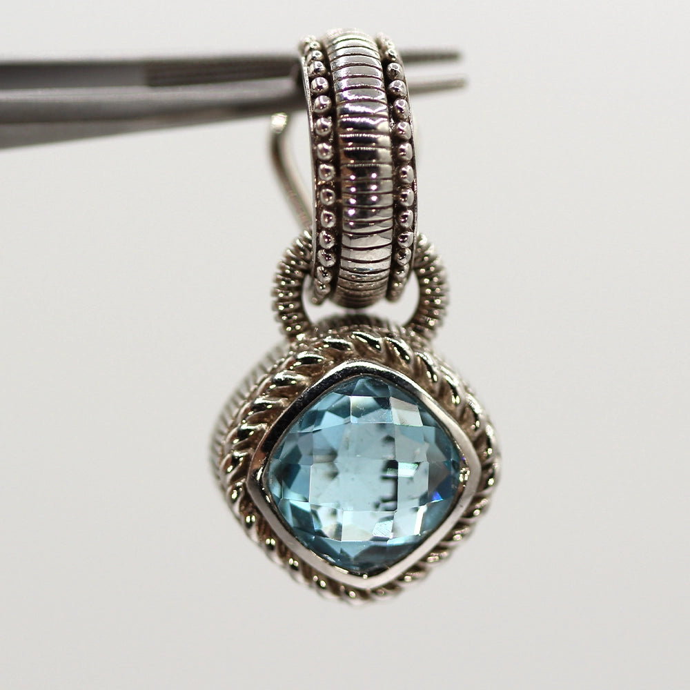 Judith Ripka Sterling Silver and Blue CZ Convertible Earrings