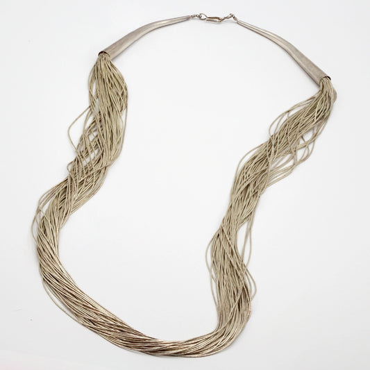 Vintage Liquid Silver Beaded Necklace (30 inches long)