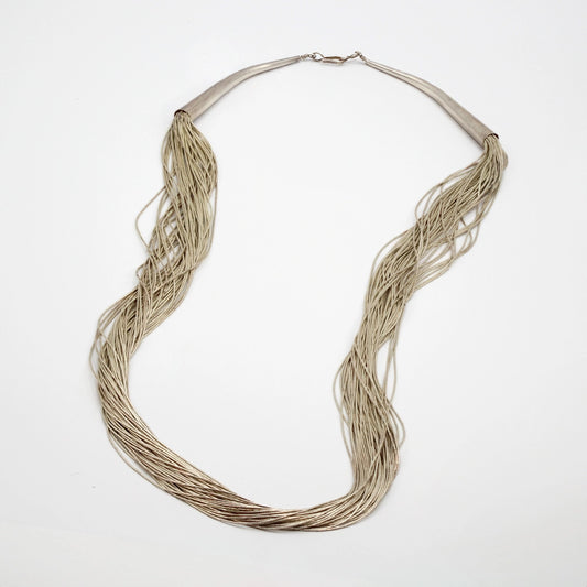 Vintage Liquid Silver Beaded Necklace (30 inches long)