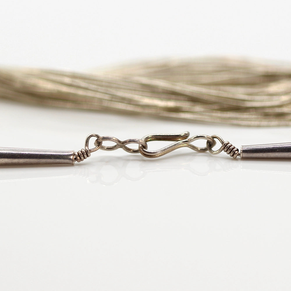 Vintage Liquid Silver Beaded Necklace (30 inches long)