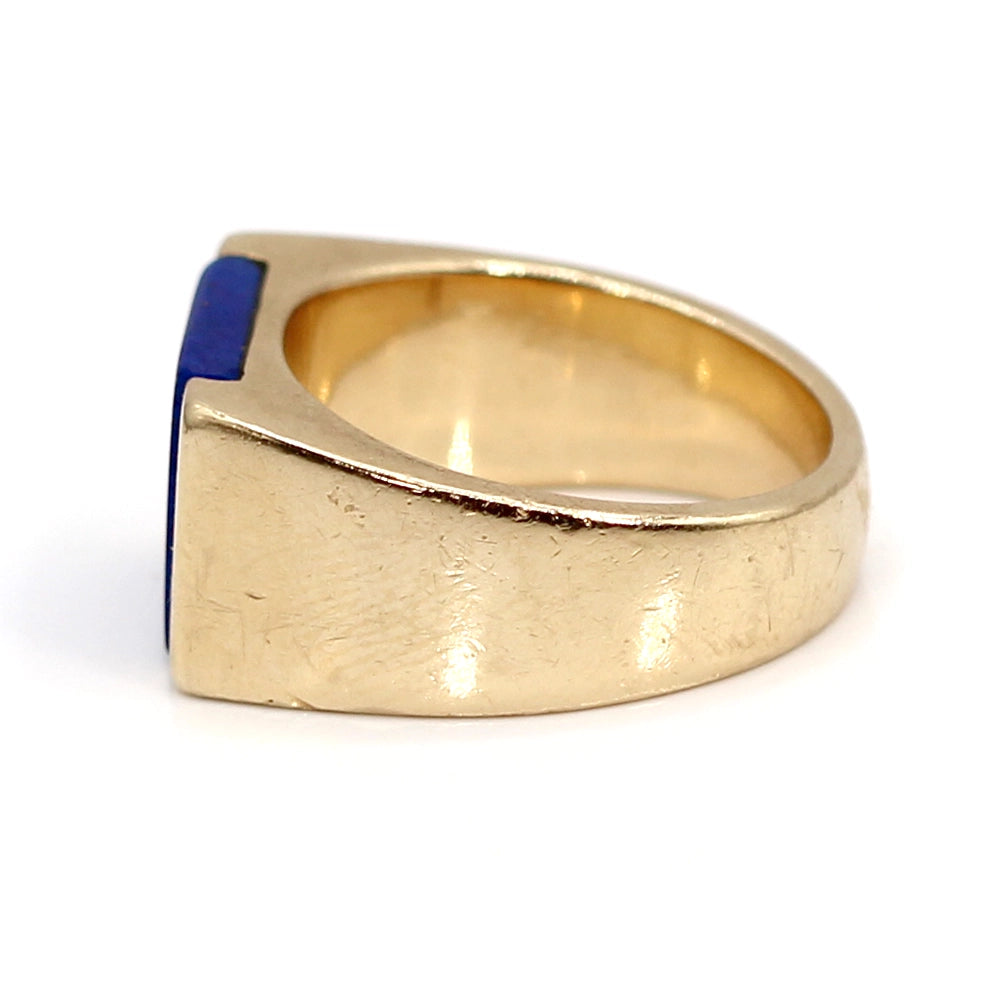 14K Yellow Gold and Lapis Lazuli Gents Ring SIZE 8