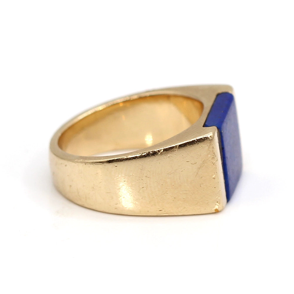 14K Yellow Gold and Lapis Lazuli Gents Ring SIZE 8