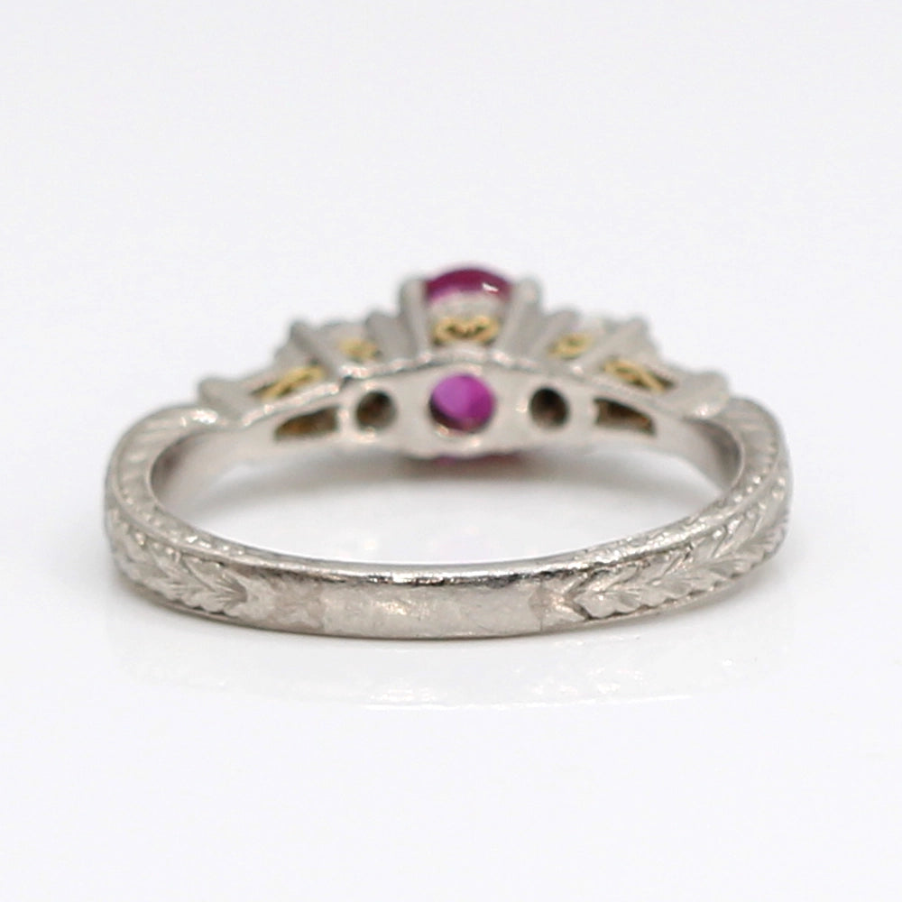 Vintage Coast Platinum and 18K Yellow Gold Ruby Ring with Diamonds SIZE 8.5