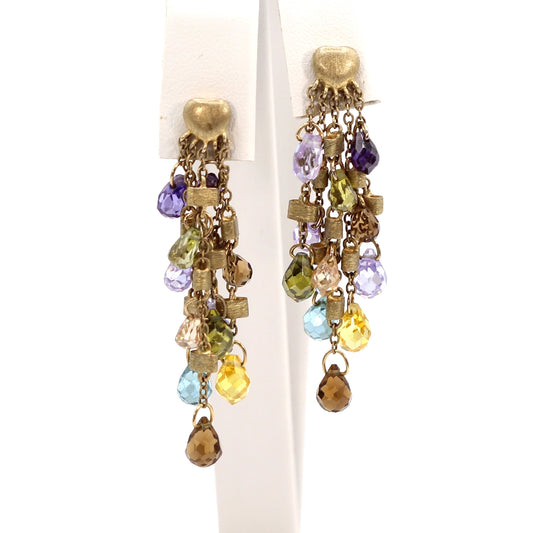 Vintage Multi Color Briolette Heart Dangle Earrings