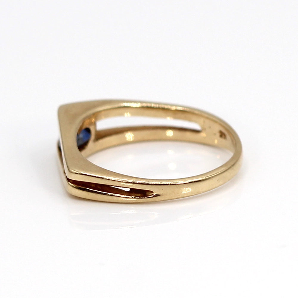 Vintage 14K Yellow Gold and Sapphire Negative Space Ring SIZE 5.75