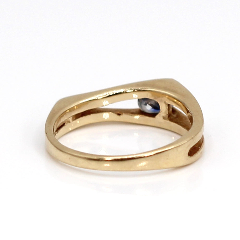 Vintage 14K Yellow Gold and Sapphire Negative Space Ring SIZE 5.75