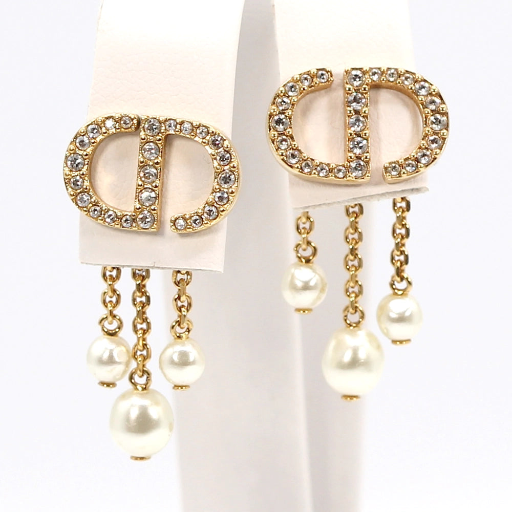 Christian Dior Petite CD Earrings with Pearl Drop Backings