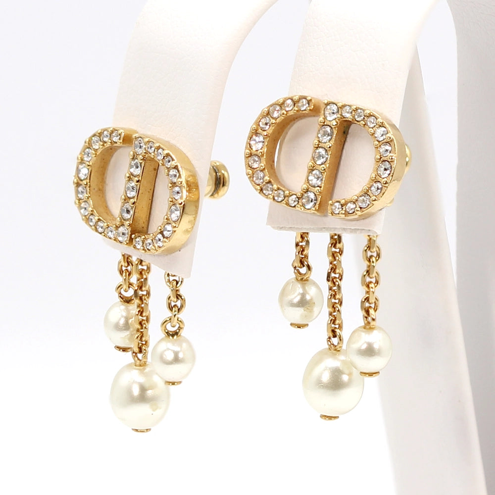 Christian Dior Petite CD Earrings with Pearl Drop Backings