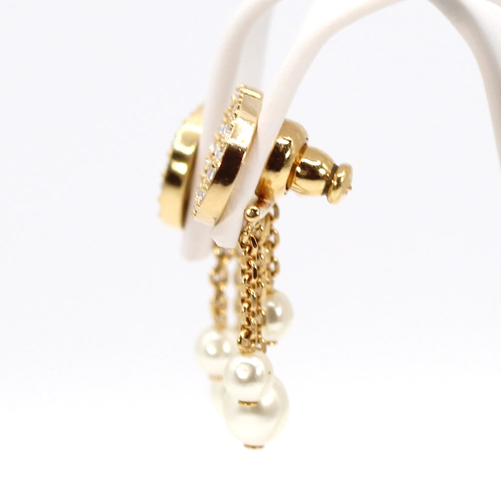 Christian Dior Petite CD Earrings with Pearl Drop Backings