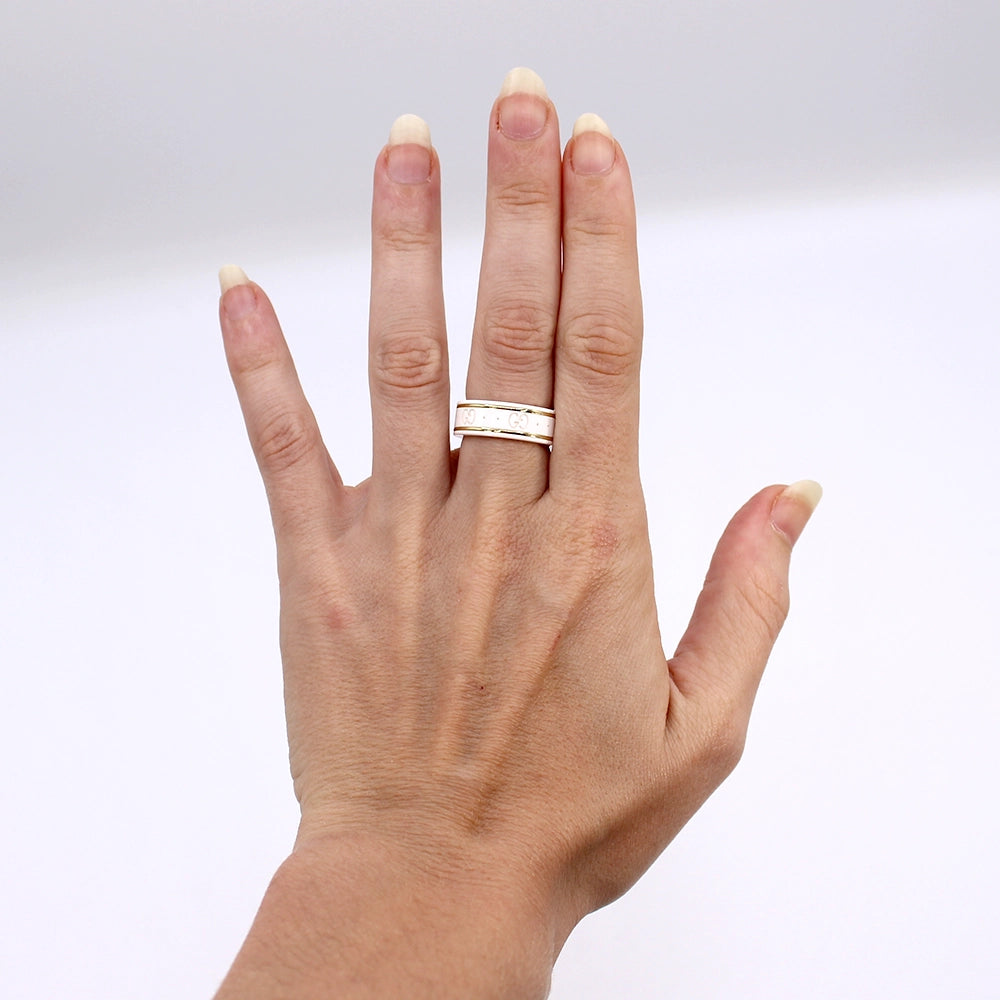 Gucci Icon Ring in White and 18K Yellow Gold with Box SIZE 6.5