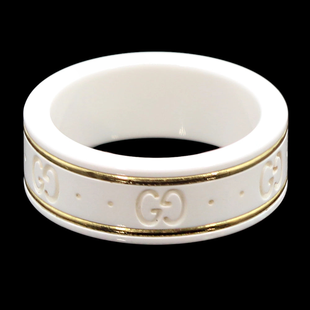 Gucci Icon Ring in White and 18K Yellow Gold with Box SIZE 6.5