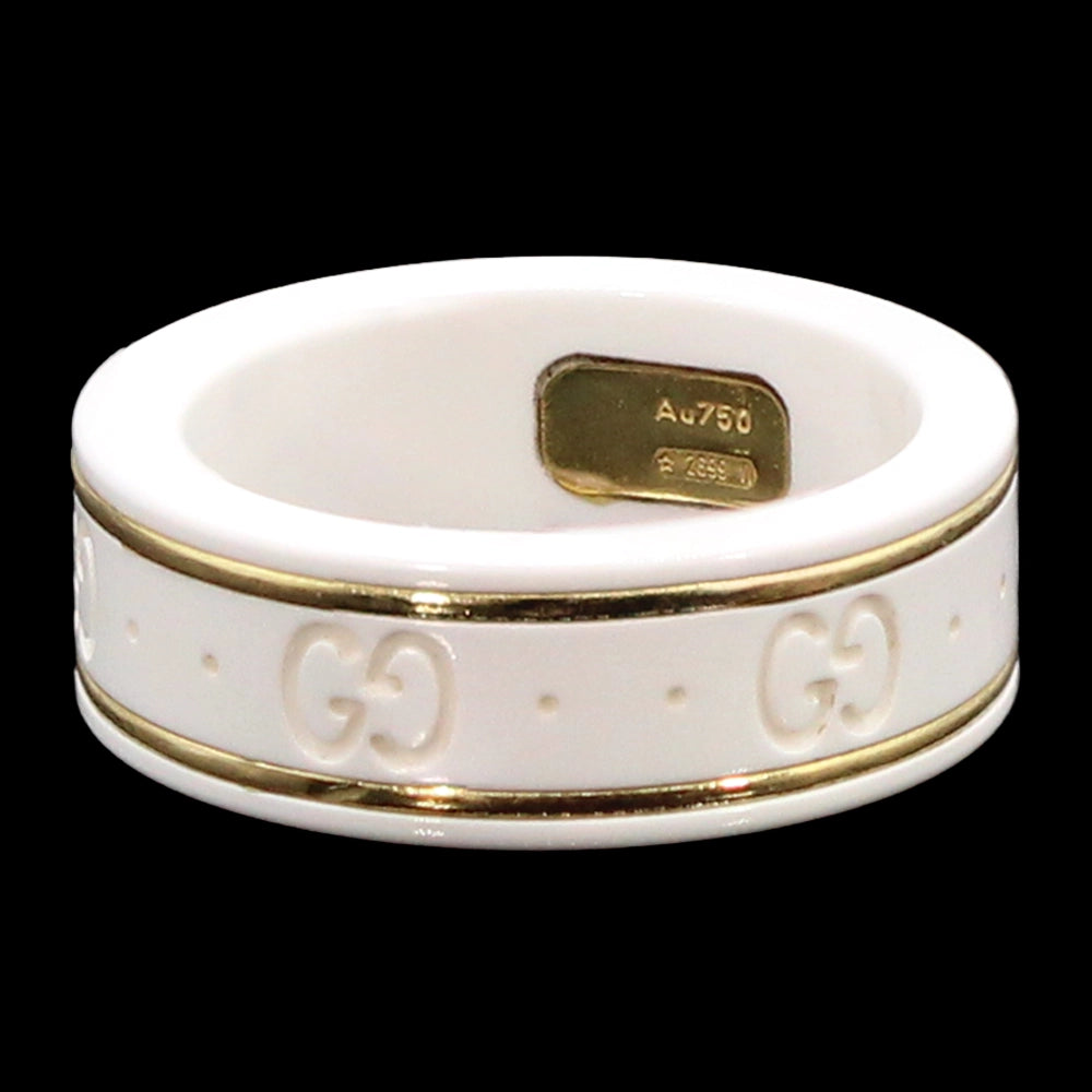 Gucci Icon Ring in White and 18K Yellow Gold with Box SIZE 6.5