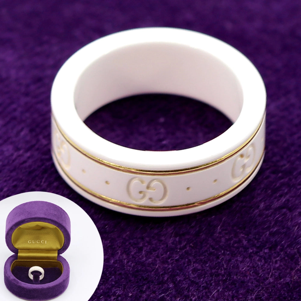 Gucci Icon Ring in White and 18K Yellow Gold with Box SIZE 6.5