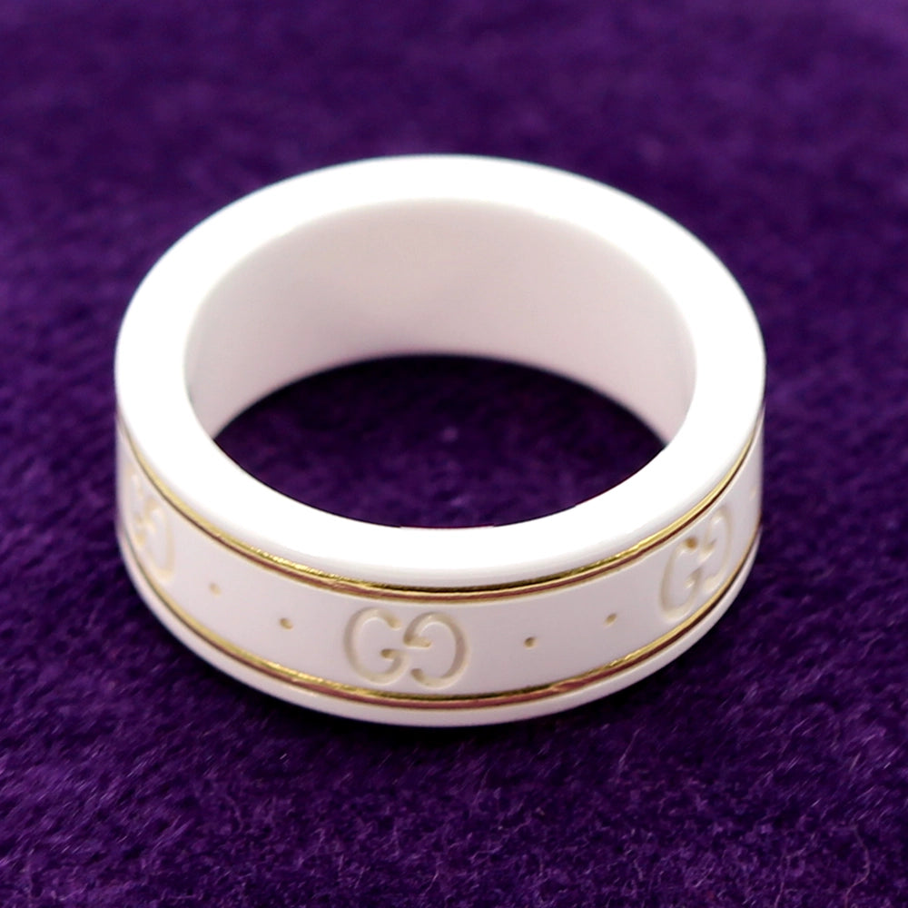 Gucci Icon Ring in White and 18K Yellow Gold with Box SIZE 6.5