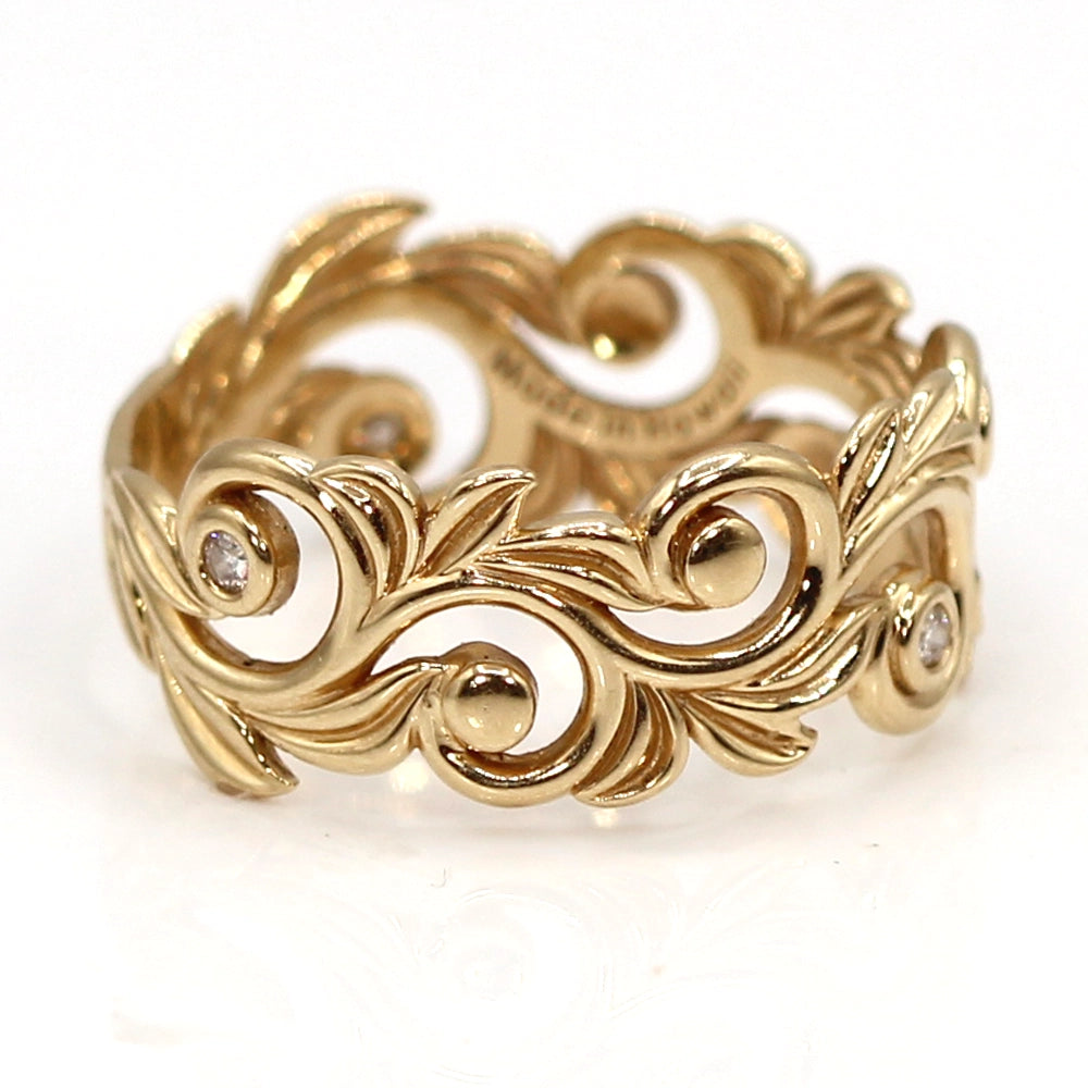 Maui Divers Living Heirloom Band in 14K Yellow Gold Ring SIZE 10.5