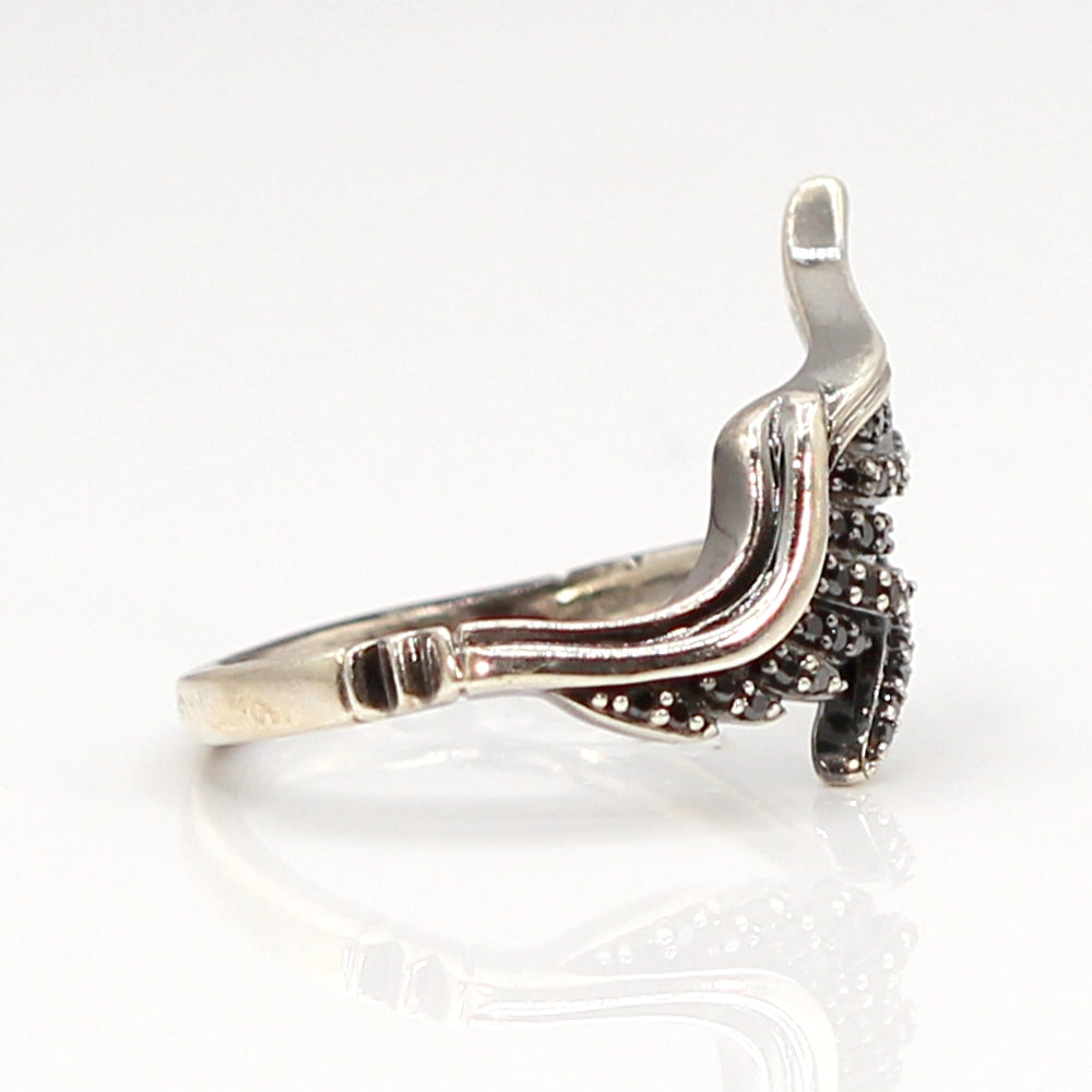 Disney Enchanted Villains Maleficent Wings Sterling Silver and Black Diamond Ring SIZE 7.5