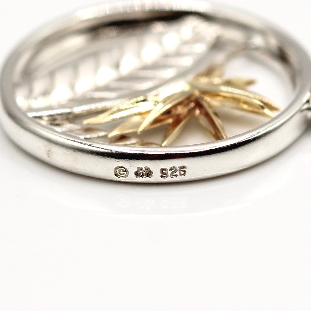Maui Divers Bird of Paradise Pendant Sterling Silver and 14K Yellow Gold
