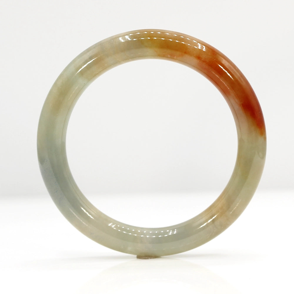 Mottled Green Honey and Red Jade Bangle Bracelet SIZE 7.75