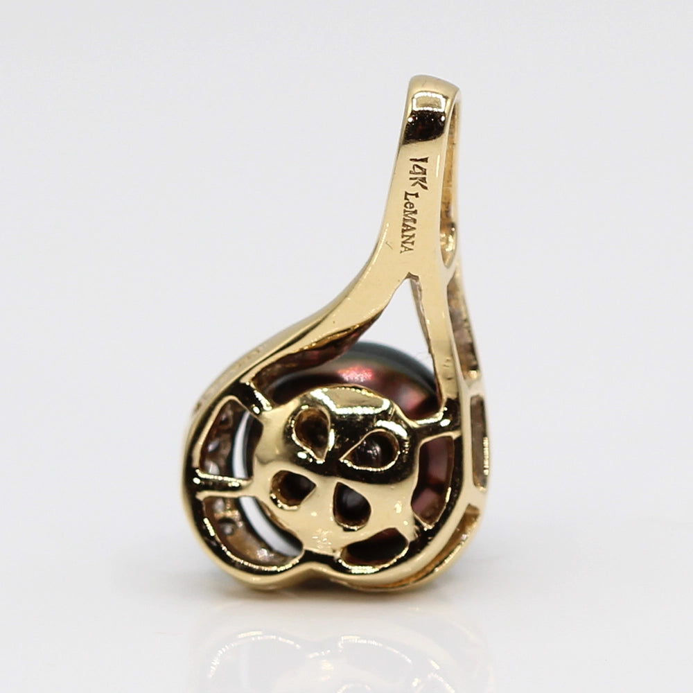 Hawaiian Le Mana Perles Tahitian Pearl and Diamond Pendant in 14K Yellow Gold