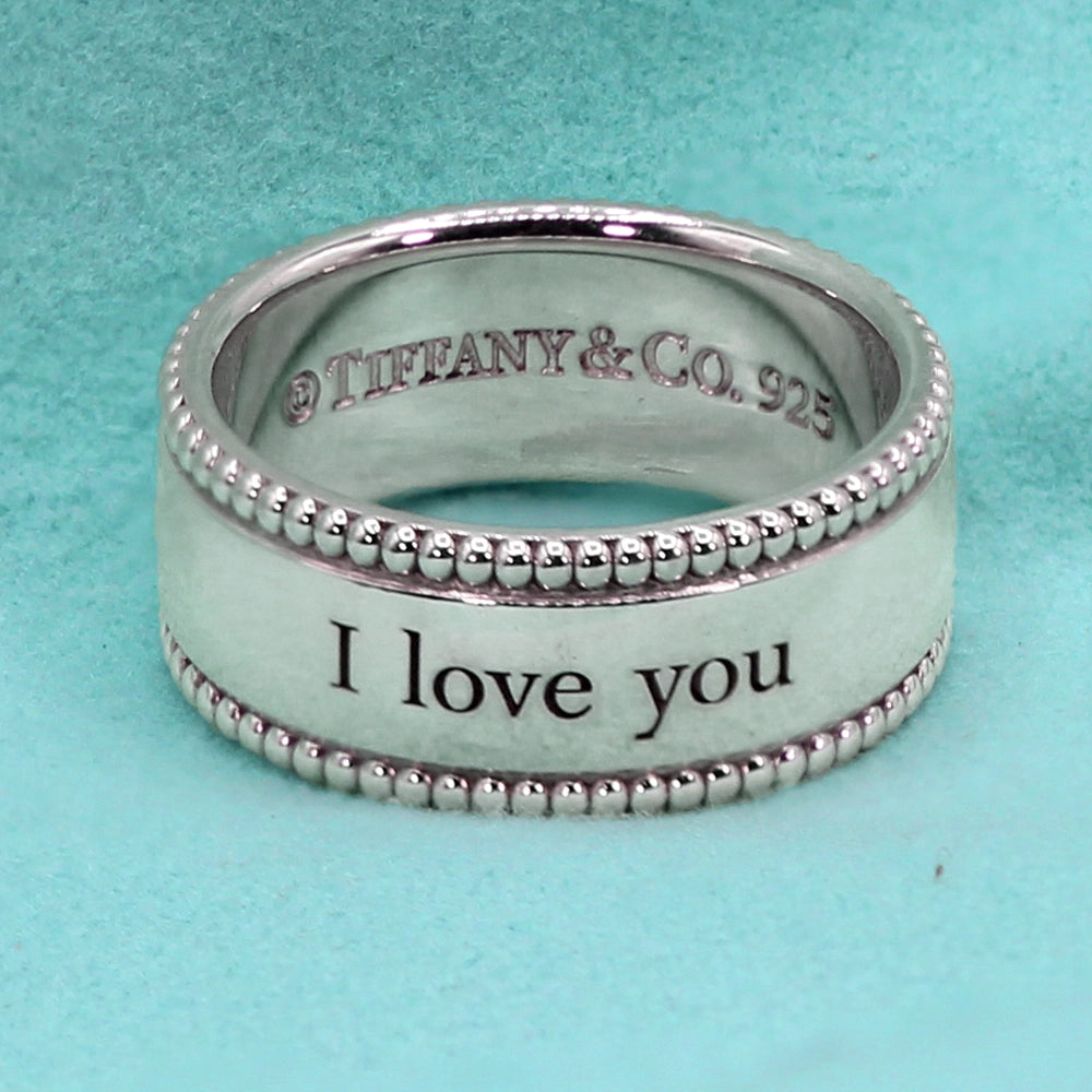 Tiffany & Co I Love You Ring in Sterling Silver SIZE 7.75 with Box and Pouch