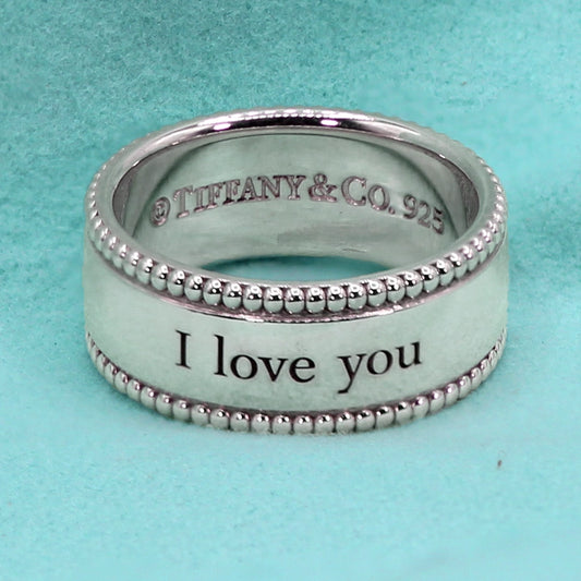 Tiffany & Co I Love You Ring in Sterling Silver SIZE 7.75 with Box and Pouch
