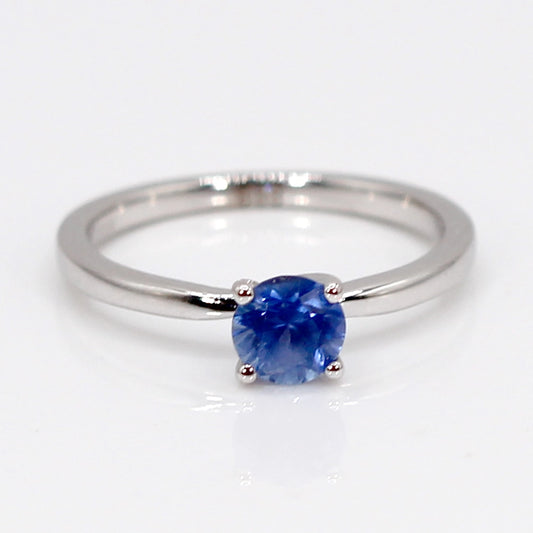 Ceylon Blue Sapphire and 18K White Gold Solitaire Ring SIZE 6