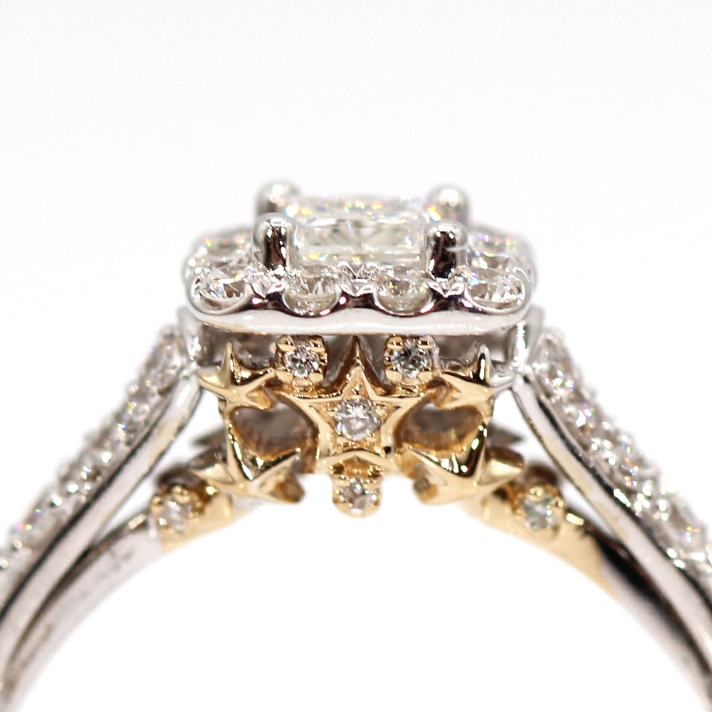 Disney Tinkerbell Halo Engagement Ring Two Toned 14K Gold and Diamonds SIZE 5