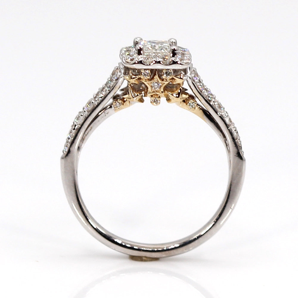 Disney Tinkerbell Halo Engagement Ring Two Toned 14K Gold and Diamonds SIZE 5
