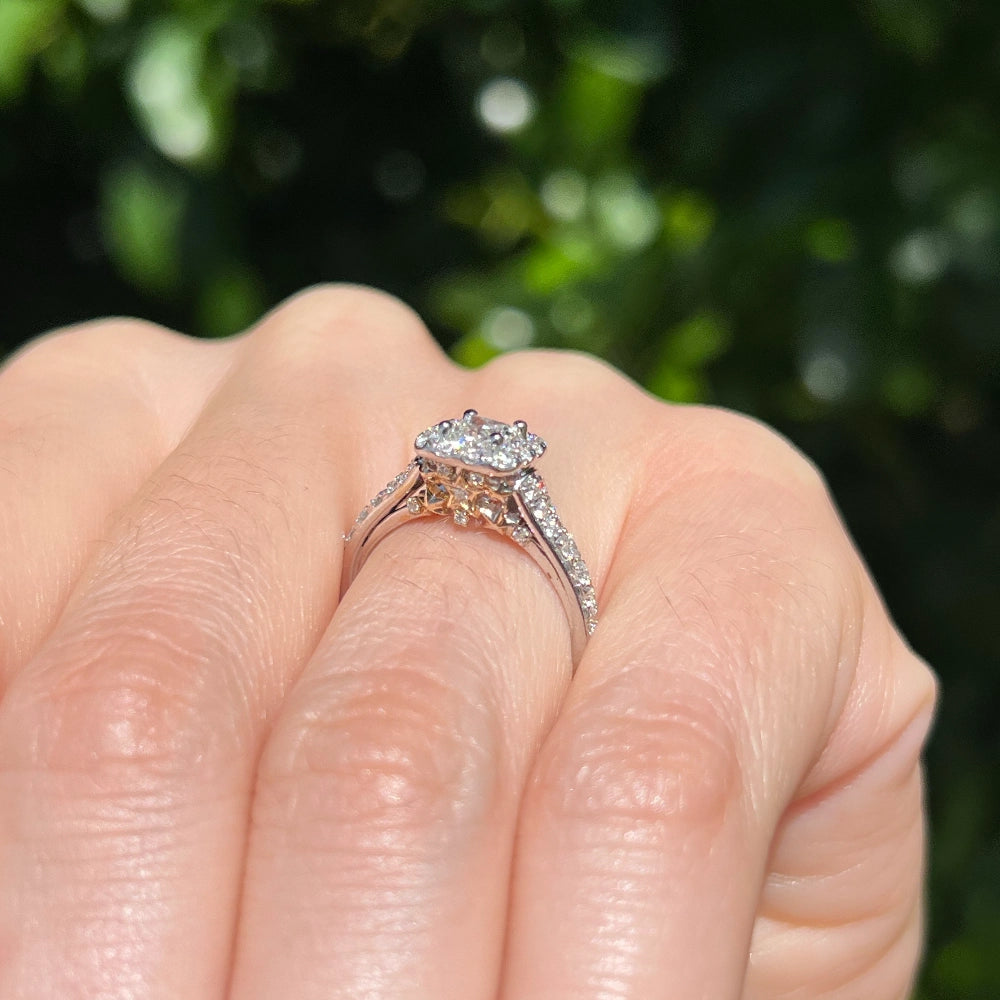 Disney Tinkerbell Halo Engagement Ring Two Toned 14K Gold and Diamonds SIZE 5