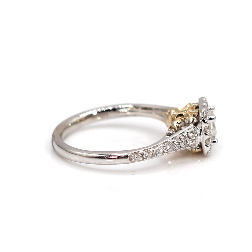 Disney Tinkerbell Halo Engagement Ring Two Toned 14K Gold and Diamonds SIZE 5