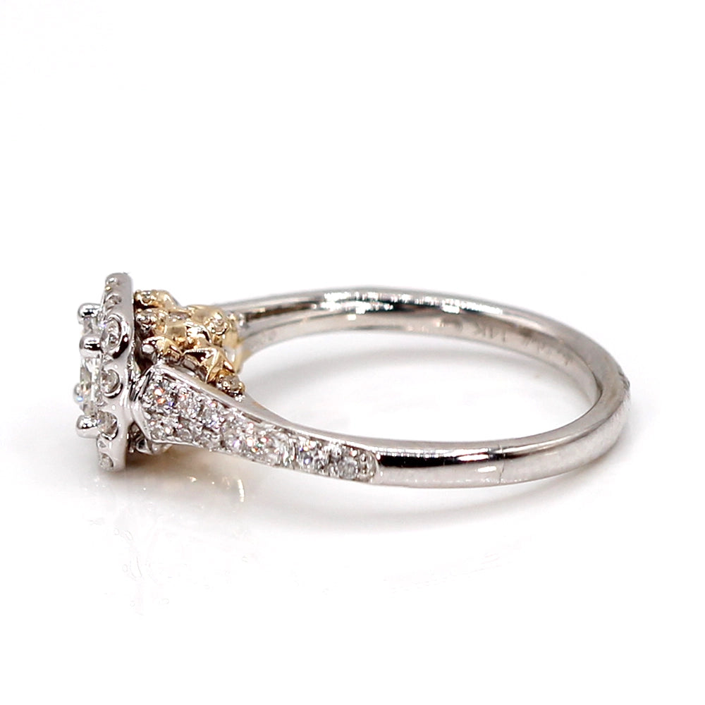 Disney Tinkerbell Halo Engagement Ring Two Toned 14K Gold and Diamonds SIZE 5