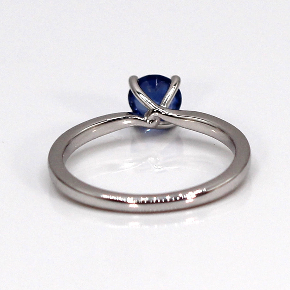 Ceylon Blue Sapphire and 18K White Gold Solitaire Ring SIZE 6