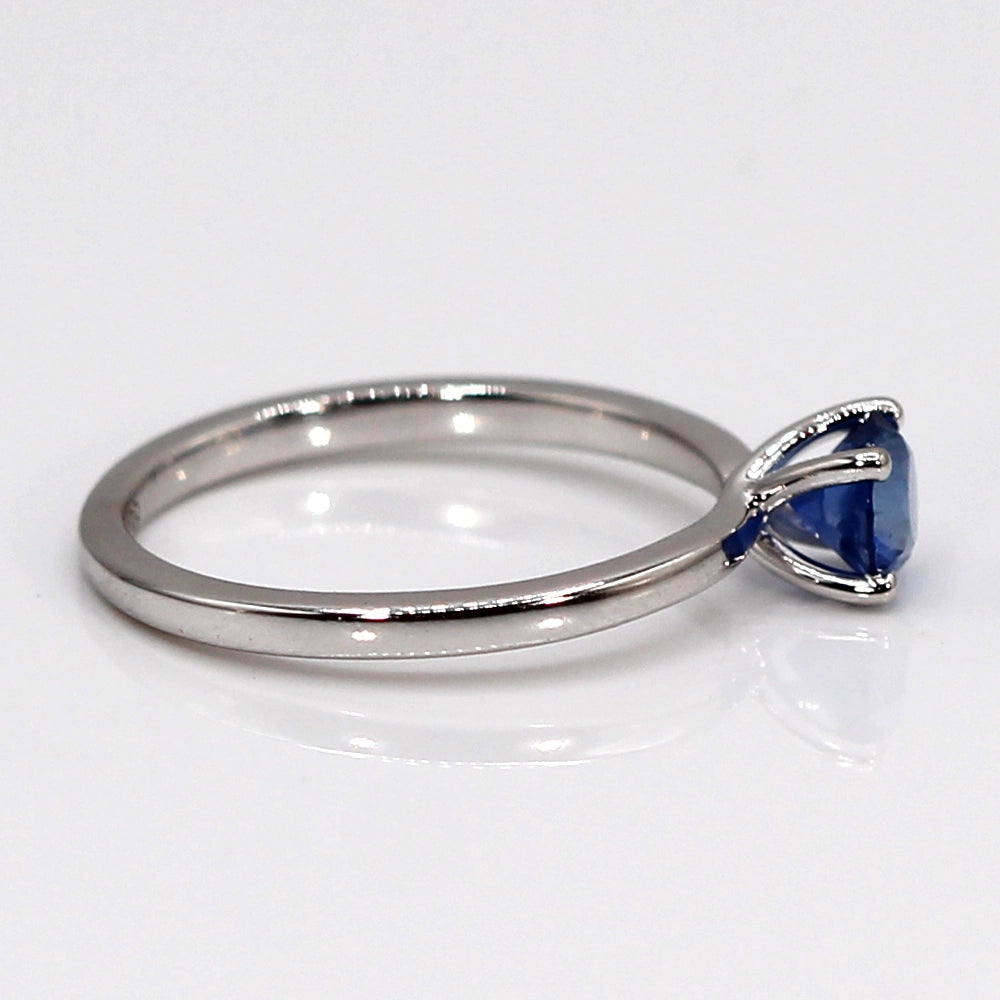 Ceylon Blue Sapphire and 18K White Gold Solitaire Ring SIZE 6