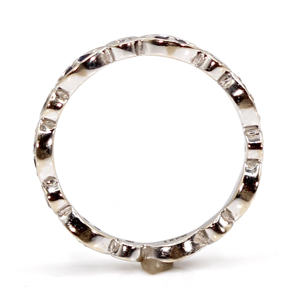 18K White Gold Alternating Sapphire and Diamond Eternity Band Ring SIZE 6
