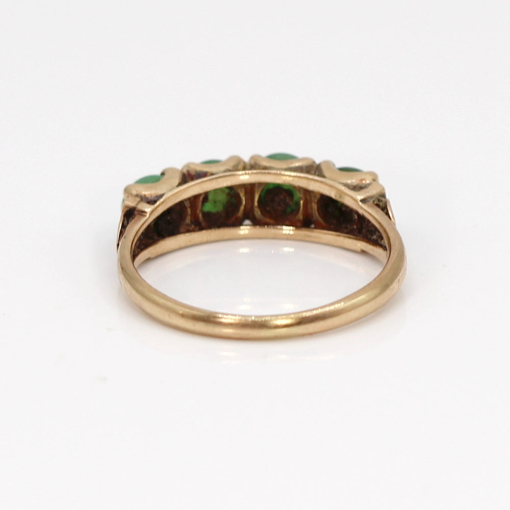 Vintage Apple Green Jade and 14K Yellow Gold Ring SIZE 5.5