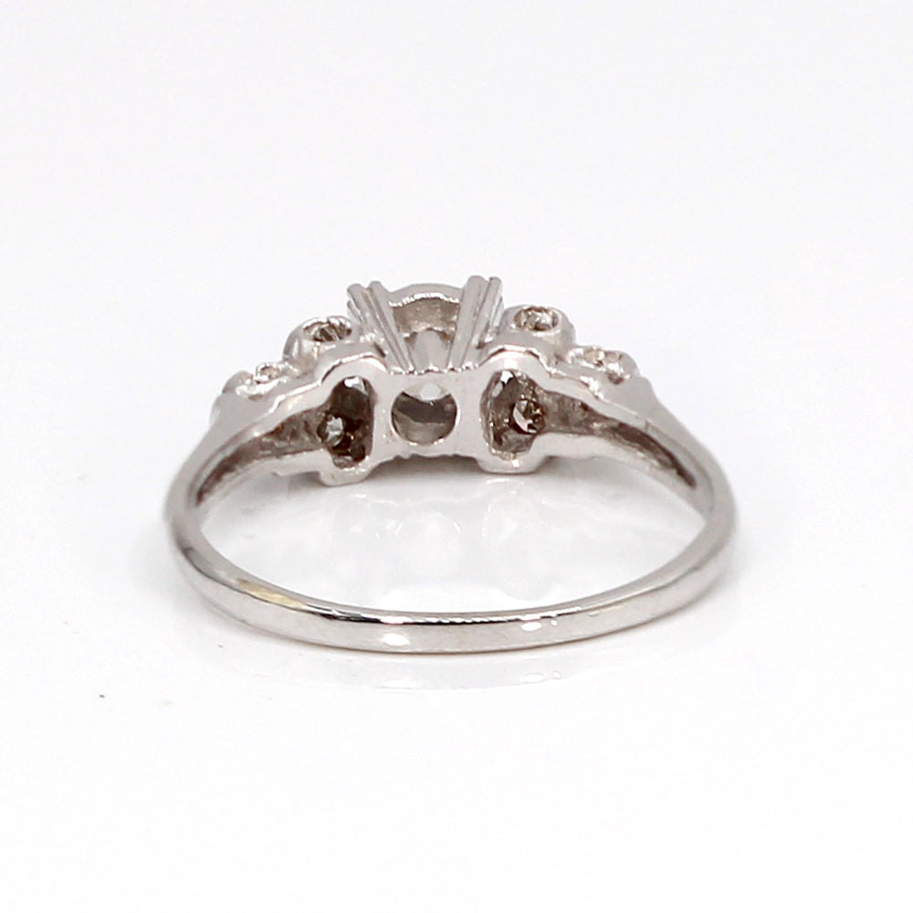Antique Old European Cut Diamond and 14K White Gold Ring SIZE 7.5