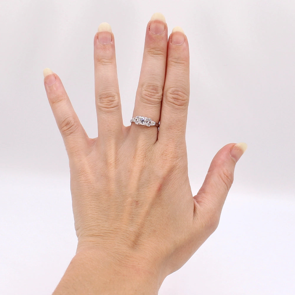 Antique Old European Cut Diamond and 14K White Gold Ring SIZE 7.5