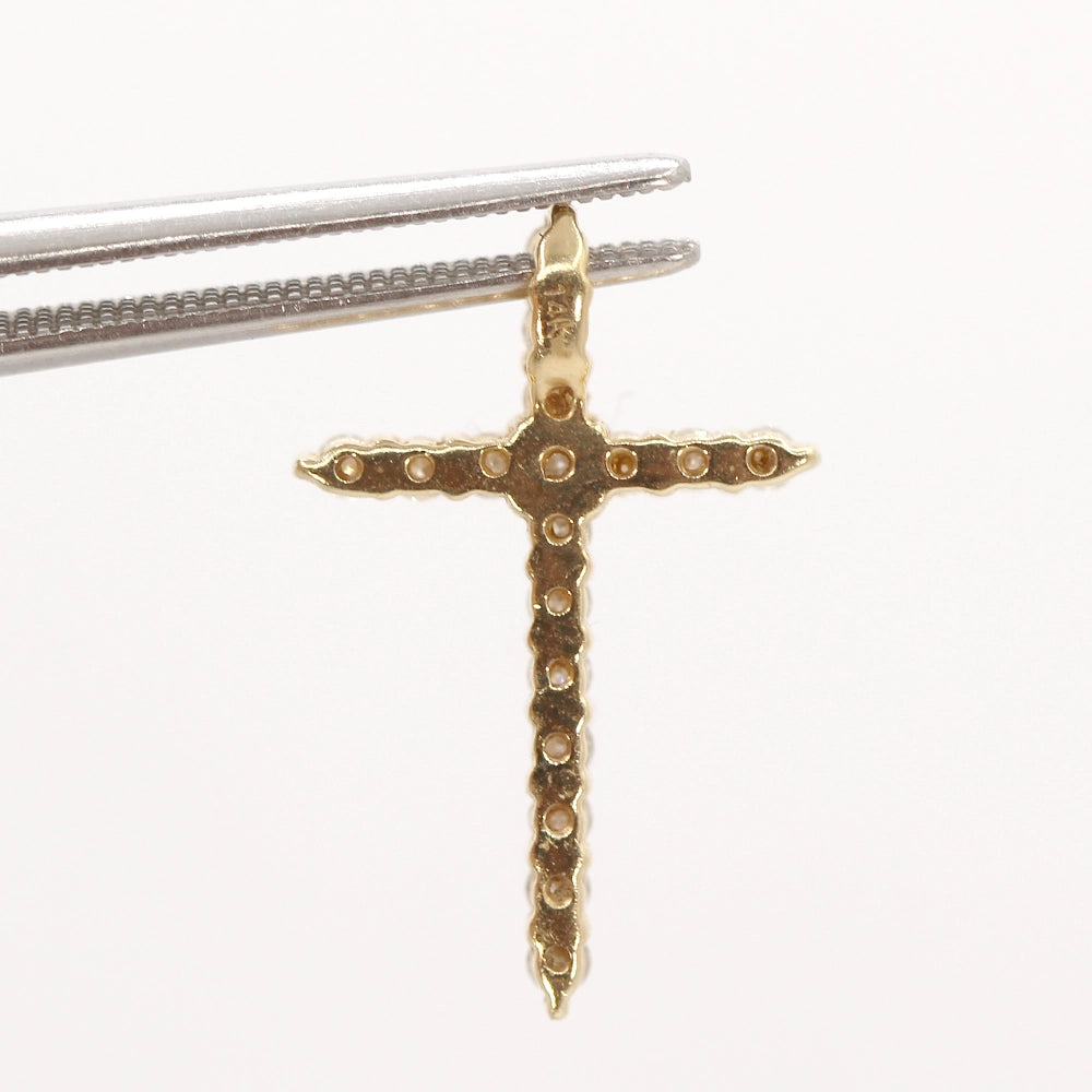14K Yellow Gold and Diamond Cross Pendant