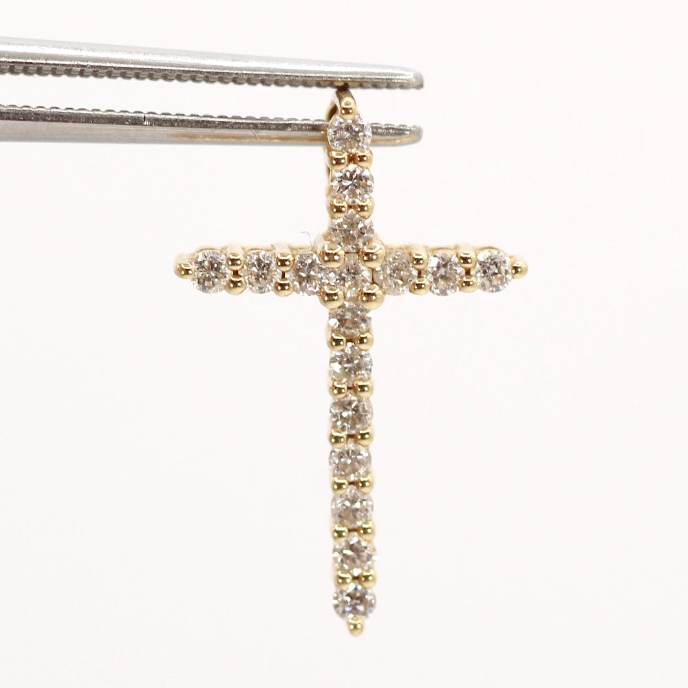 14K Yellow Gold and Diamond Cross Pendant
