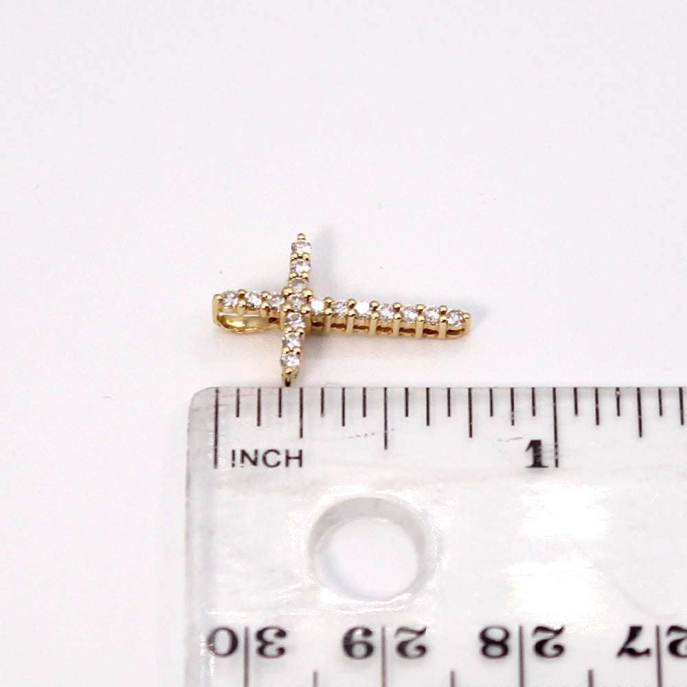 14K Yellow Gold and Diamond Cross Pendant