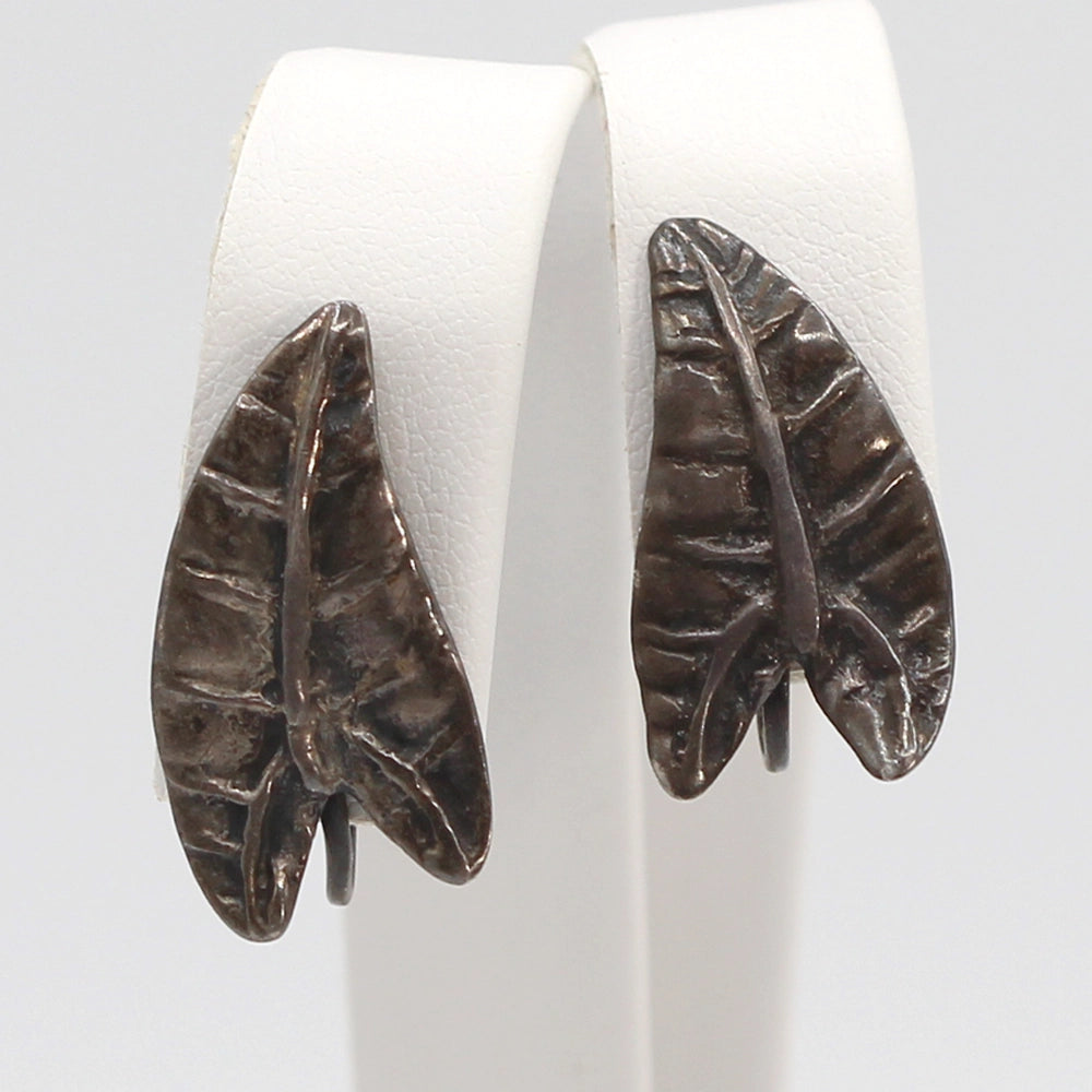 Ming’s Vintage Sterling Silver Kalo Leaf Earrings and Brooch Set