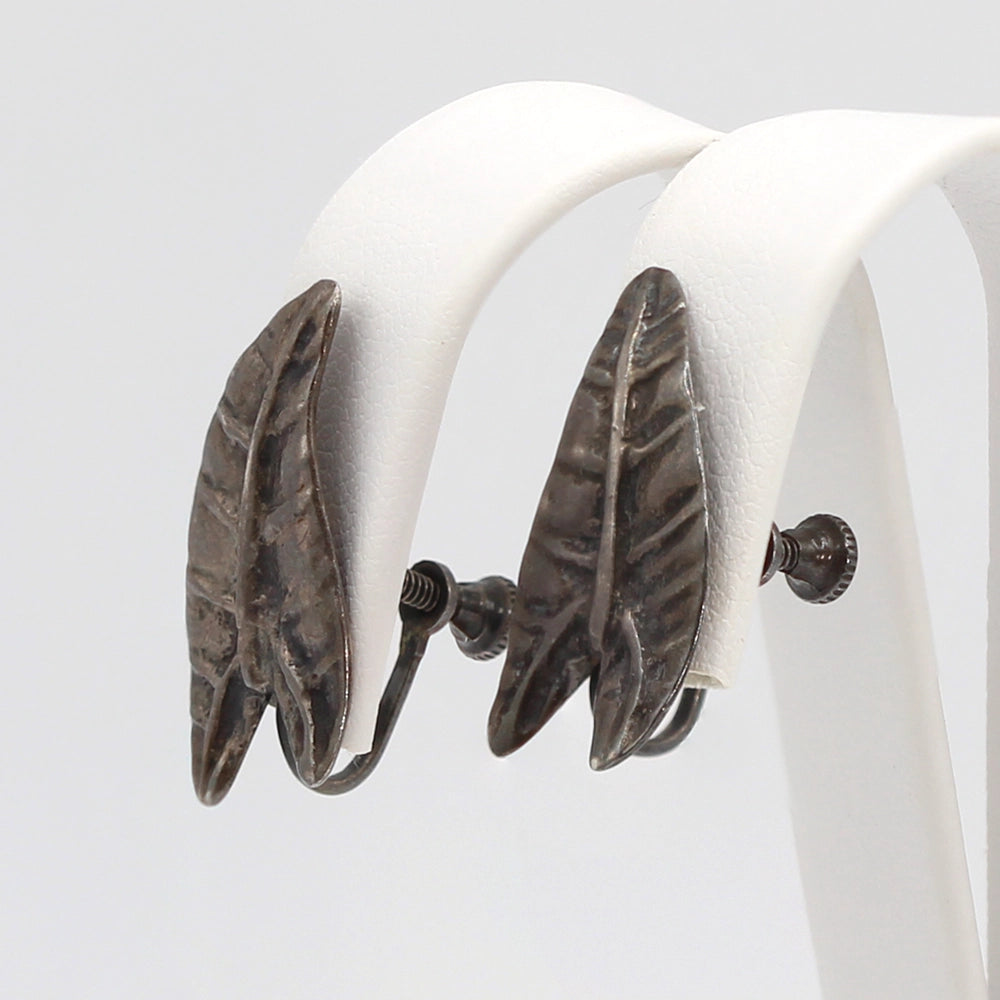 Ming’s Vintage Sterling Silver Kalo Leaf Earrings and Brooch Set